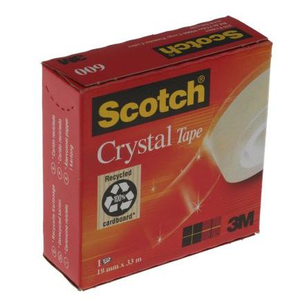 Kancelářská páska, Čirá CRYSTAL 600 3M, název: Scotch Crystal 19mm, délka: 33 m