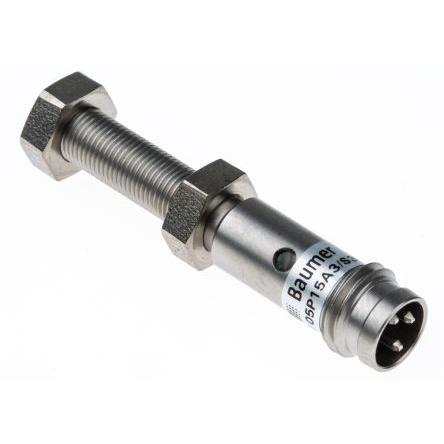 Baumer Indukční bezdotykový snímač IFRM 05P15A3/S35L Válec se závitem M5 x 0.5 100mA IP67 PnP 5 kHz 1 mm 30 V dc