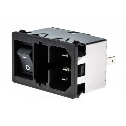 Schurter Konektor IEC C14, orientace těla: Rovný, Zacvakávací montáž velikost pojistky 5 x 20 mm Vnější, 250V 10A