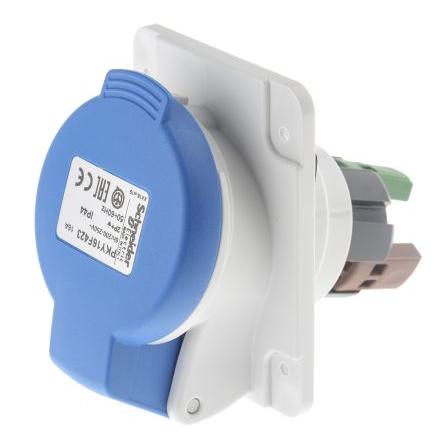 Schneider Electric Průmyslový napájecí konektor, řada: PratiKa, IP44, Panel barva Modrá, 16A 2P+PE, 230V