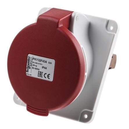 Schneider Electric Průmyslový napájecí konektor, řada: PratiKa, IP67, Panel barva Červená, 32A 3P+PE, 415V