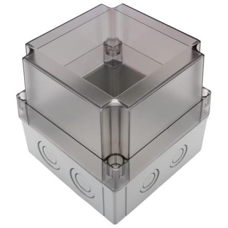 Fibox Pouzdro IP66, IP67 Nestíněný barva Šedá IK08 barva Čirá Polykarbonát 130 mm 125 mm 130 mm Termoplastický elastomer