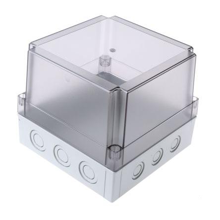 Fibox Pouzdro IP66, IP67 Nestíněný barva Šedá IK08 barva Čirá Polykarbonát 180 mm 150 mm 180 mm Termoplastický elastomer