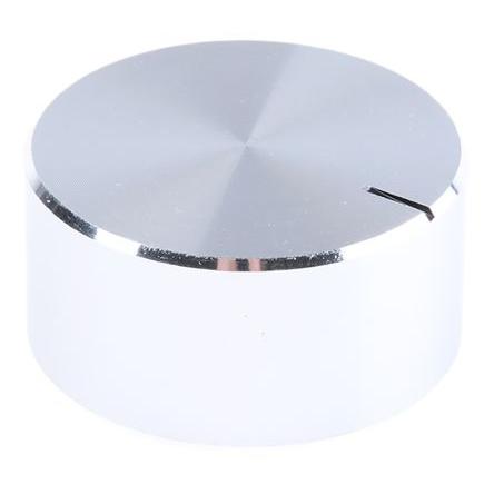 Knoflík potenciometru Stříbrná 29 mm Průměr knoflíku, barva ukazatele: Stříbrná barva ukazatele 6.4 mm hřídel RS PRO