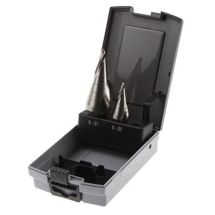 Sada bitů vrtáků, Rychlořezná ocel, počet kusů: 2 Stupňový vrták RS PRO Kov, max. velikost: 31 mm, min. velikost: 5 mm