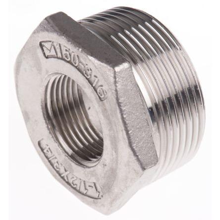 Nerezová spojka trubek Přímý Pouzdro 29.97 mm Vnější Šestihran RS PRO R 1-1/2 in Vnitřní G 3/4 in
