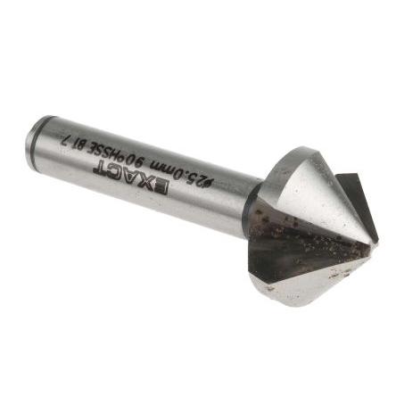 Vrták, Rychlořezná ocel E, celková délka: 67 mm 90 ° průměr hlavice 25 mm, počet drážek: 3 EXACT 1