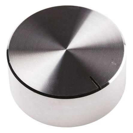 Knoflík potenciometru Stříbrná 38 mm Průměr knoflíku, barva ukazatele: Stříbrná barva ukazatele 6.4 mm hřídel RS PRO