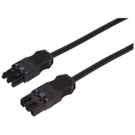 Napájecí šňůra 3 m, Černá, A: 3pin Mini napájecí konektor, B: 3pin Mini napájecí konektor Polyvinylchlorid, 250V WAGO