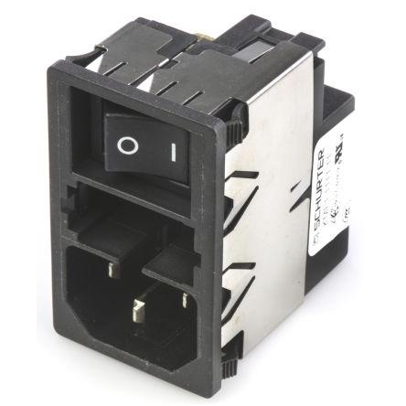 Schurter Konektor IEC 1A C14 Vnější, Zacvakávací montáž 5 x 20 mm, 250V ac 2 póly, 50Hz, 60 Hz Pájecí, 85 °C 2, -25 °C
