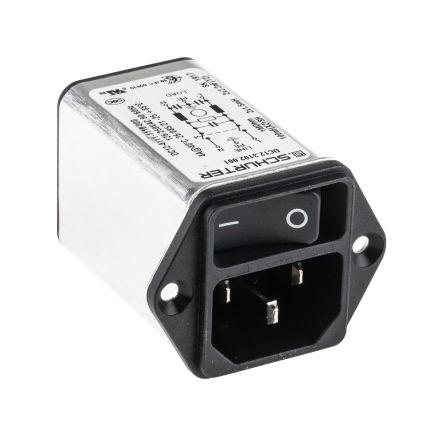 Schurter Konektor IEC 4A C14 Vnější, Montáž do panelu, 250V ac, 60Hz Rychlé připojení, 85 °C, -25 °C