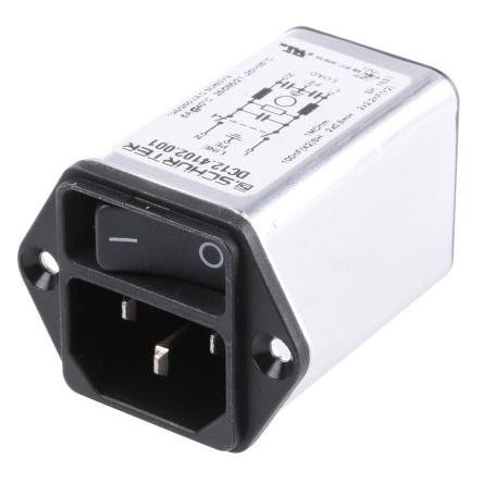 Schurter Konektor IEC 6A, řada: DC12 C14 Vnější, Montáž do panelu, 250V ac, 60Hz Rychlé připojení, 85 °C, -25 °C