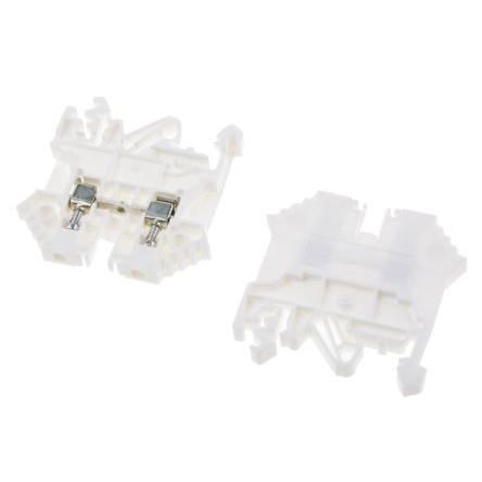 RS PRO Svorkovnice pro montáž na lištu DIN, 800V Bílá 0.2mm², 2.5 mm² 1 Šroubová