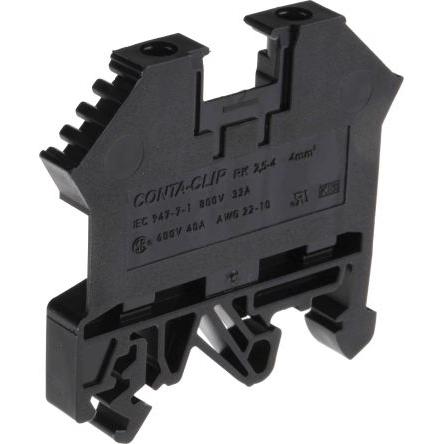 RS PRO Svorkovnice pro montáž na lištu DIN, 800V Černá 0.2mm², 4 mm² 1 Šroubová