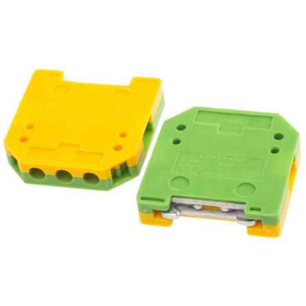 RS PRO Zemnicí svorkovnice, počet cest: 2, 0.2AWG, 4 AWG, délka: 32 mm 4mm² barva Žlutá, Zelená Šroubová, materiál