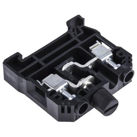 RS PRO Svorkovnice na lištu DIN s pojistkou, 400V Černá 0.5mm², 10 mm² 1 Šroubová Jištěný