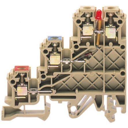 RS PRO Svorkovnice pro montáž na lištu DIN, 24V dc Červená 0.2mm², 2.5 mm² 3
