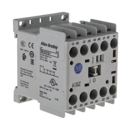 Allen Bradley 1 NO, 1 NC Stykač napětí ve vinutí 24V dc 4pólový 10 A 690V ac s 3 NO, 1 NC kontakty 24V dc Trubka