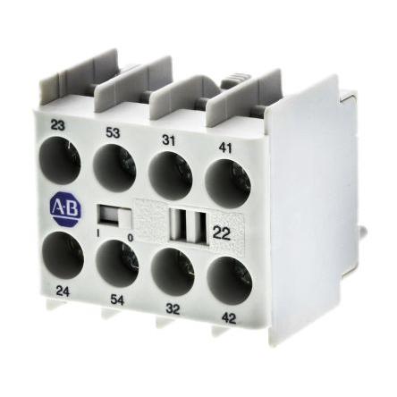 Allen Bradley Blok pomocných kontaktů 2 NC/2 NO 4 Zaklapávací montáž, rozsah: 100K s Šroub 12 A