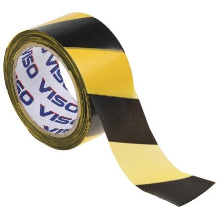 Bariérová páska, Černá, Žlutá Vysokohustotní polyetylén 0.02 mm 50mm, délka: 100 m RS PRO
