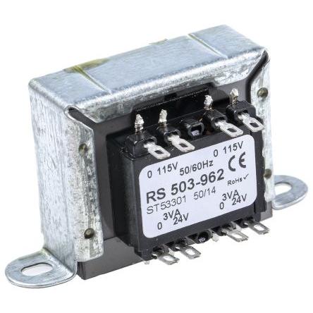 Transformátor pro montáž na podvozek 6 VA, počet výstupů: 2, sekundární napětí: 24 V ac RS PRO