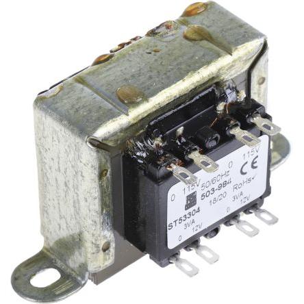 Transformátor pro montáž na podvozek 6 VA, počet výstupů: 2, sekundární napětí: 12 V ac RS PRO