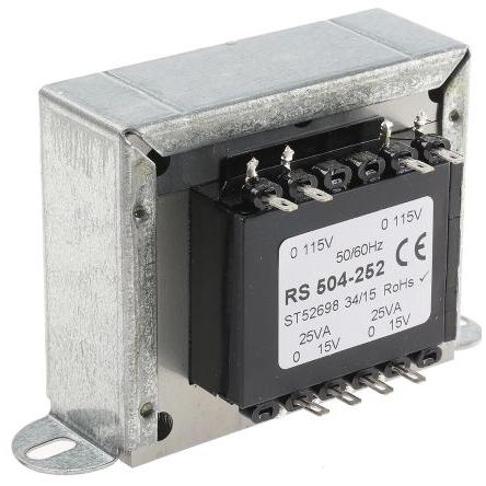Transformátor pro montáž na podvozek 50 VA, počet výstupů: 2, sekundární napětí: 15 V ac RS PRO