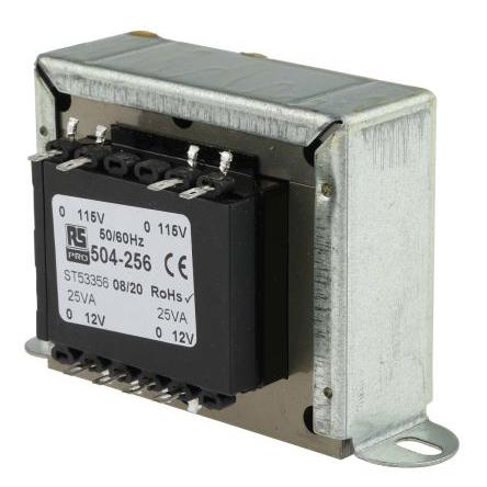 Transformátor pro montáž na podvozek 50 VA, počet výstupů: 2, sekundární napětí: 12 V ac RS PRO