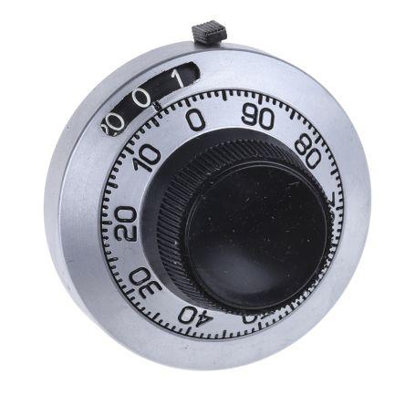 Knoflík potenciometru Chromová 46 mm Průměr knoflíku, barva ukazatele: Černá barva ukazatele 6.35 mm hřídel Vishay