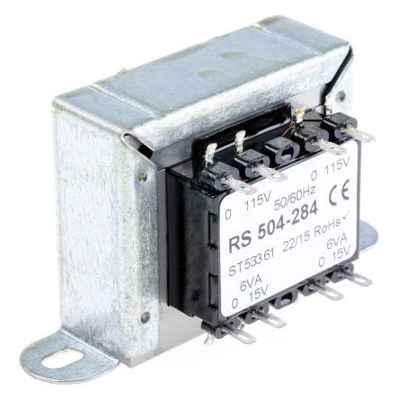 Transformátor pro montáž na podvozek 12 VA, počet výstupů: 2, sekundární napětí: 15 V ac RS PRO