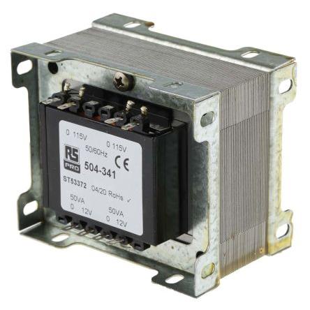 Transformátor pro montáž na podvozek 100 VA, počet výstupů: 2, sekundární napětí: 2 x 12 V ac RS PRO