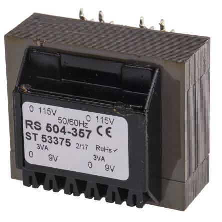 RS PRO Transformátor PCB, sekundární napětí: 24 V ac, počet výstupů: 2 Průchozí otvor 12 VA