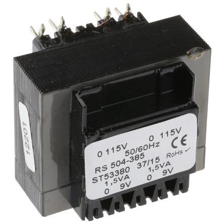 RS PRO Transformátor PCB, sekundární napětí: 24 V ac, počet výstupů: 2 Průchozí otvor 12 VA