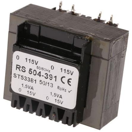 RS PRO Transformátor PCB, sekundární napětí: 24 V ac, počet výstupů: 2 Průchozí otvor 12 VA