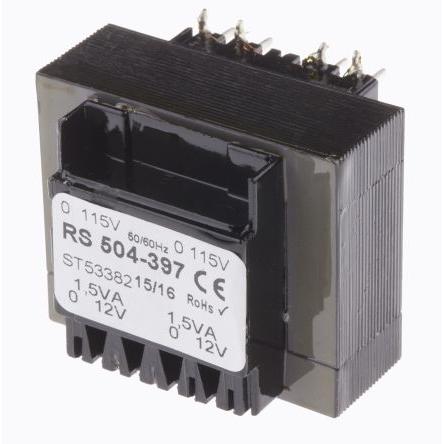 RS PRO Transformátor PCB, sekundární napětí: 24 V ac, počet výstupů: 2 Průchozí otvor 12 VA