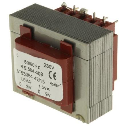 RS PRO Transformátor PCB, sekundární napětí: 6 to 15 V ac, počet výstupů: 2 Průchozí otvor 20 VA