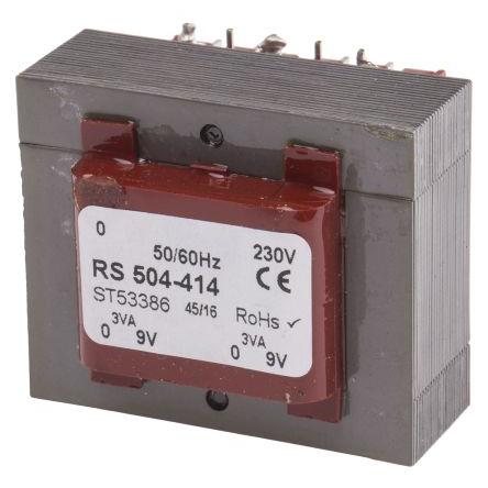 RS PRO Transformátor PCB, sekundární napětí: 6 to 15 V ac, počet výstupů: 2 Průchozí otvor 82 % 20 VA
