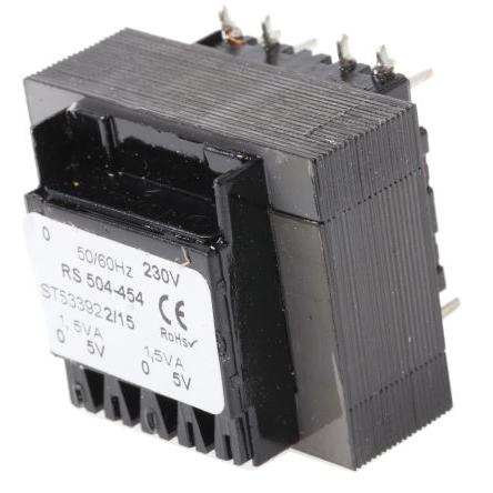 RS PRO Transformátor PCB, sekundární napětí: 5 to 24 V ac, počet výstupů: 2 Průchozí otvor 12 VA