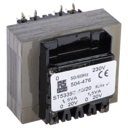 RS PRO Transformátor PCB, sekundární napětí: 5 to 24 V ac, počet výstupů: 2 Průchozí otvor 12 VA