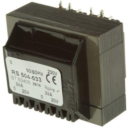 RS PRO Transformátor PCB, sekundární napětí: 5 to 24 V ac, počet výstupů: 2 Průchozí otvor 12 VA
