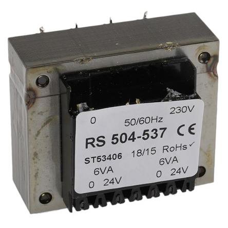 RS PRO Transformátor PCB, sekundární napětí: 5 to 24 V ac, počet výstupů: 2 Průchozí otvor 12 VA
