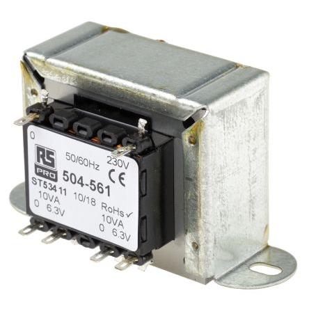 Transformátor pro montáž na podvozek 20 VA, počet výstupů: 2, sekundární napětí: 6.3 V ac RS PRO