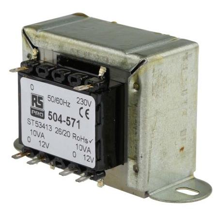 Transformátor pro montáž na podvozek 20 VA, počet výstupů: 2, sekundární napětí: 12 V ac RS PRO