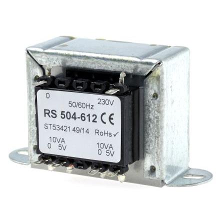 Transformátor pro montáž na podvozek 20 VA, počet výstupů: 2, sekundární napětí: 5 V ac RS PRO