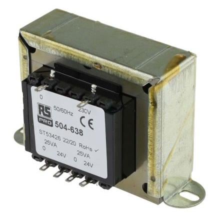 Transformátor pro montáž na podvozek 50 VA, počet výstupů: 2, sekundární napětí: 24 V ac RS PRO