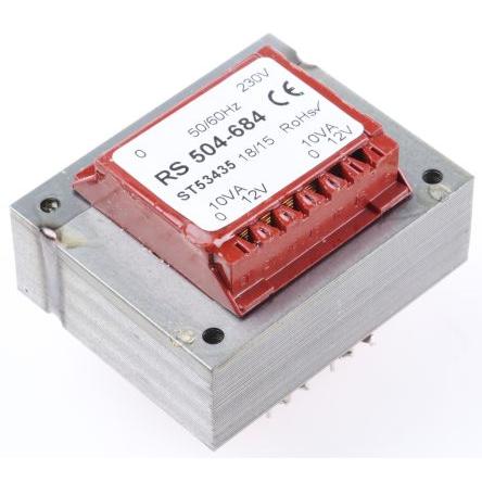RS PRO Transformátor PCB, sekundární napětí: 6 to 15 V ac, počet výstupů: 2 Průchozí otvor 82 % 20 VA