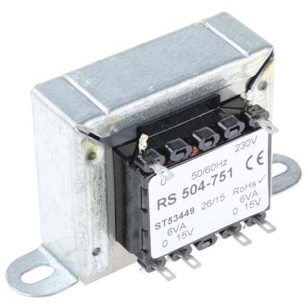 Transformátor pro montáž na podvozek 12 VA, počet výstupů: 2, sekundární napětí: 15 V ac RS PRO