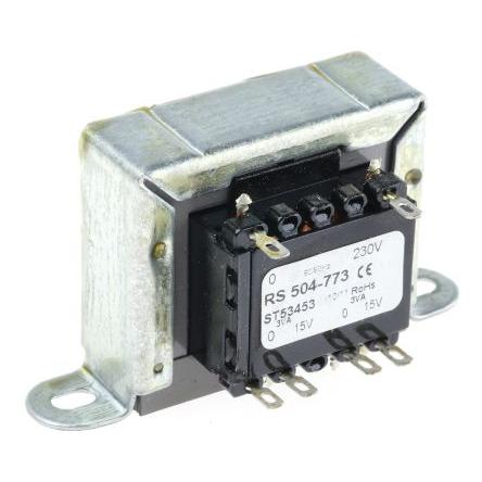 Transformátor pro montáž na podvozek 6 VA, počet výstupů: 2, sekundární napětí: 15 V ac RS PRO