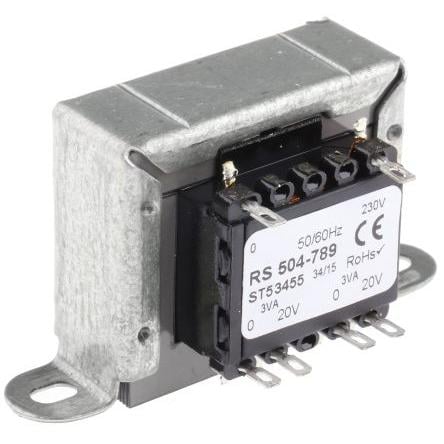 Transformátor pro montáž na podvozek 6 VA, počet výstupů: 2, sekundární napětí: 20 V ac RS PRO