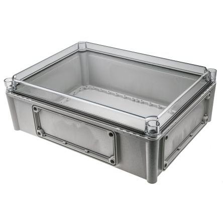 Fibox Pouzdro, řada: EK IP66, IP67 Nestíněný S přírubou barva Šedá IK08 barva Průhledné Polykarbonát 380 mm 130 mm 280